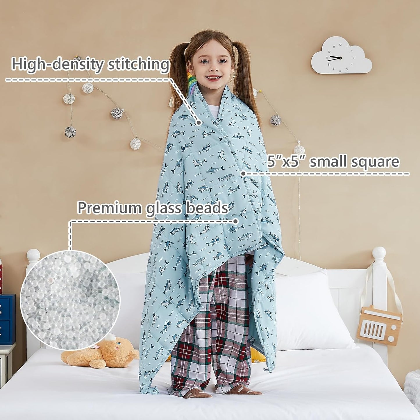 L'AGRATY Weighted Blanket - 40"x60" 10lbs Breathable Weighted Blanket Microfiber Material with Glass Beads