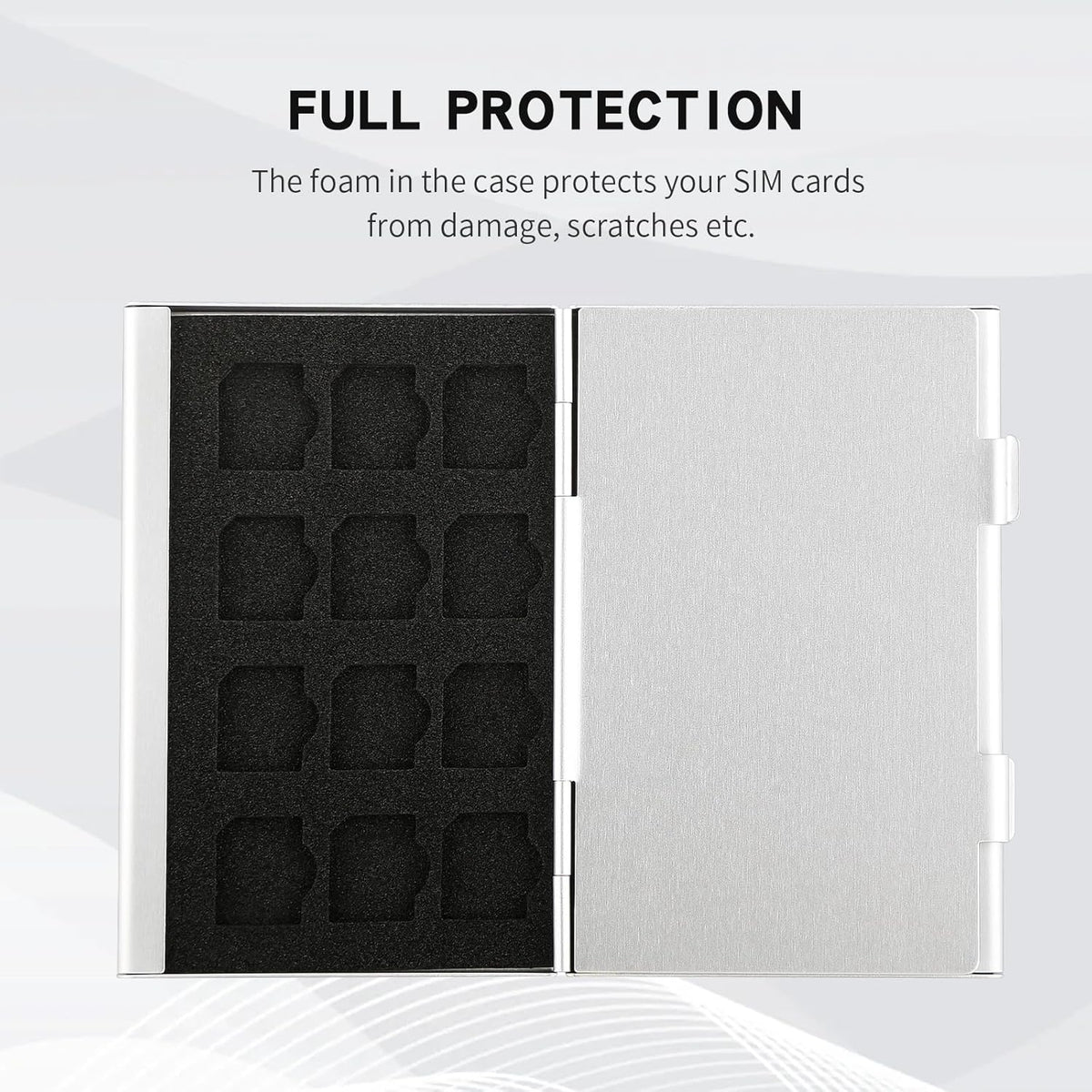 Aluminum SIM Card Case, 24Slots Ultrathin SIM Card Holder, Fit for 24 Micro sim Card, Silver