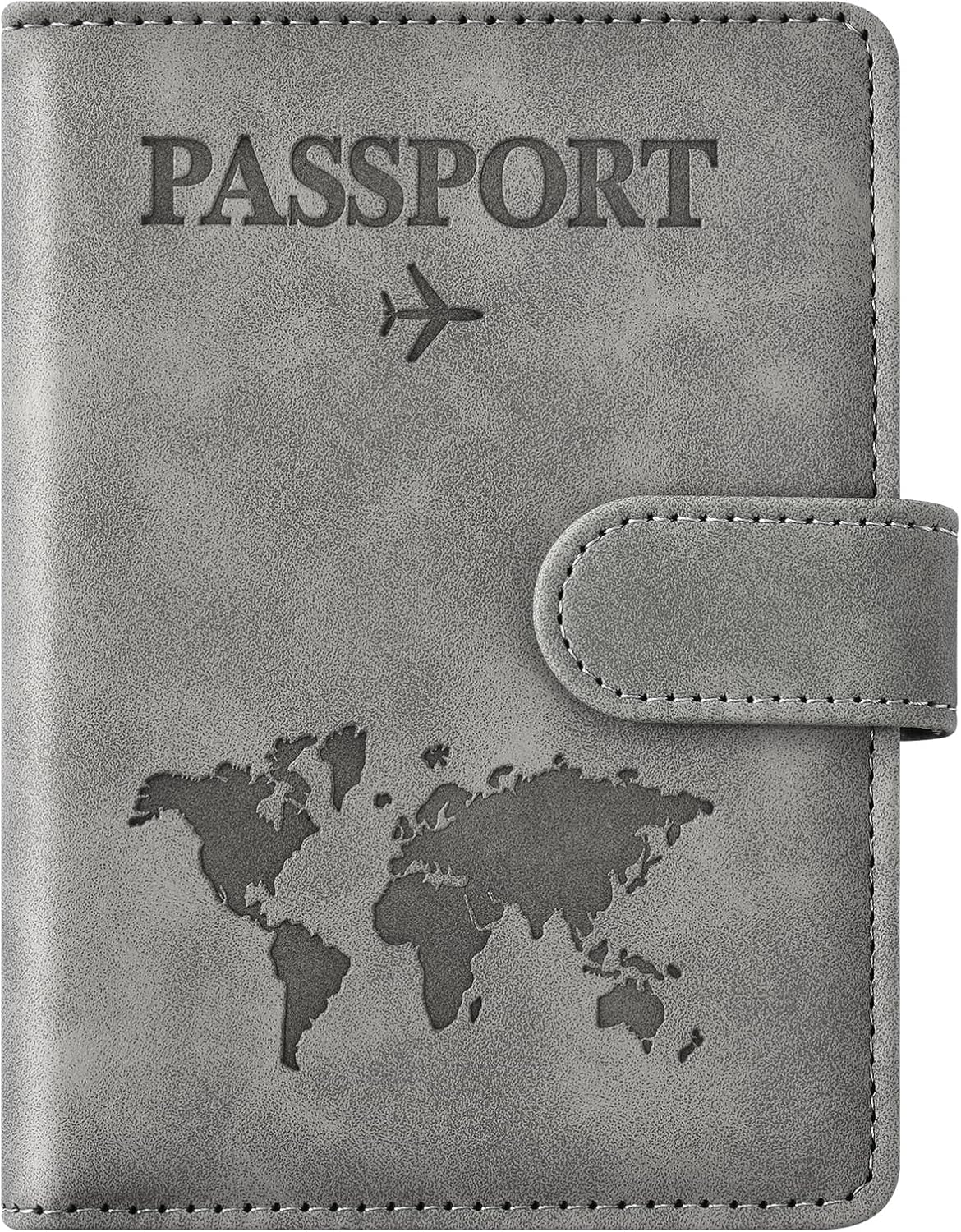 Eoehro Passport Holder for Travel Essentials, Passport Wallet Cover Case for Travel Must Haves Accessories,Passport Book Holders for Women and Men(gray)