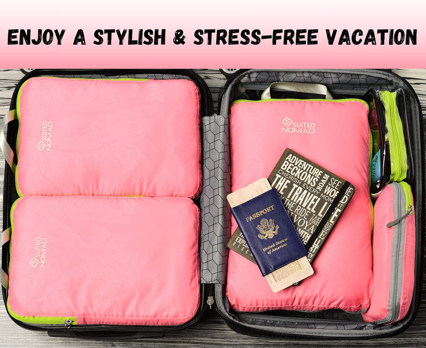 6 Set/3 Set Ultralight Compression Packing Cubes, Suitcase and Backpack Travel Organizer Bags