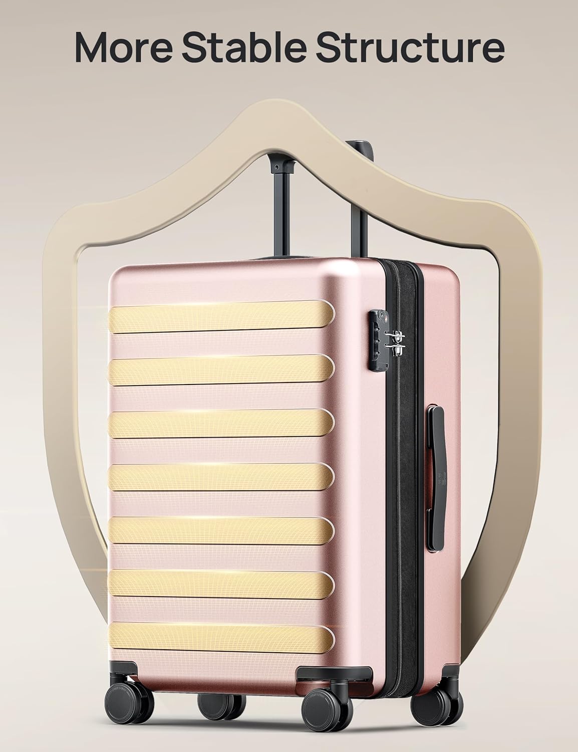 Carry on Luggage 22 X 14 X 9 Airline Approved, 20 Inch Luggage for 3-5 Days Travel, Double Spinner Wheels, 100% Hardshell PC, TSA Lock (00-Pink (Expandable), Checked 24-Inch)