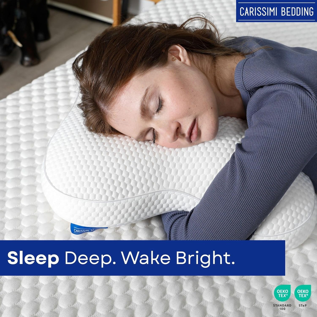 Dreamers Memory Foam Pillow with Bag – Cervical Neck Pillow for Side and Back Sleepers – Contoured Ergonomic Design for Shoulder and Neck Support