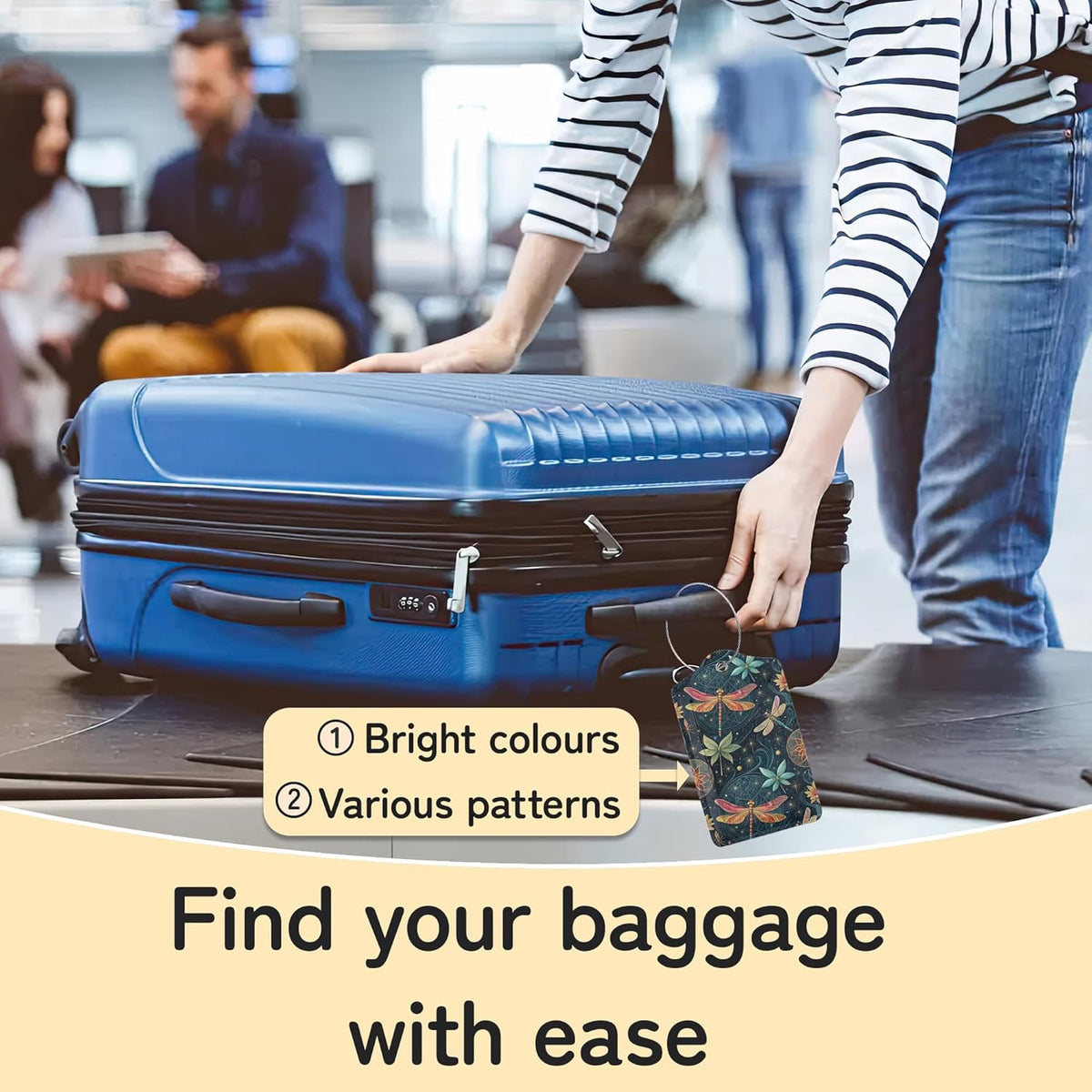 3 PCS Dragonfly Luggage Tags,Fantasy Dragonfly Suitcase Tags Privacy Cover ID Label with Stainless Steel Loop and Address Card for Travel Bag Suitcase