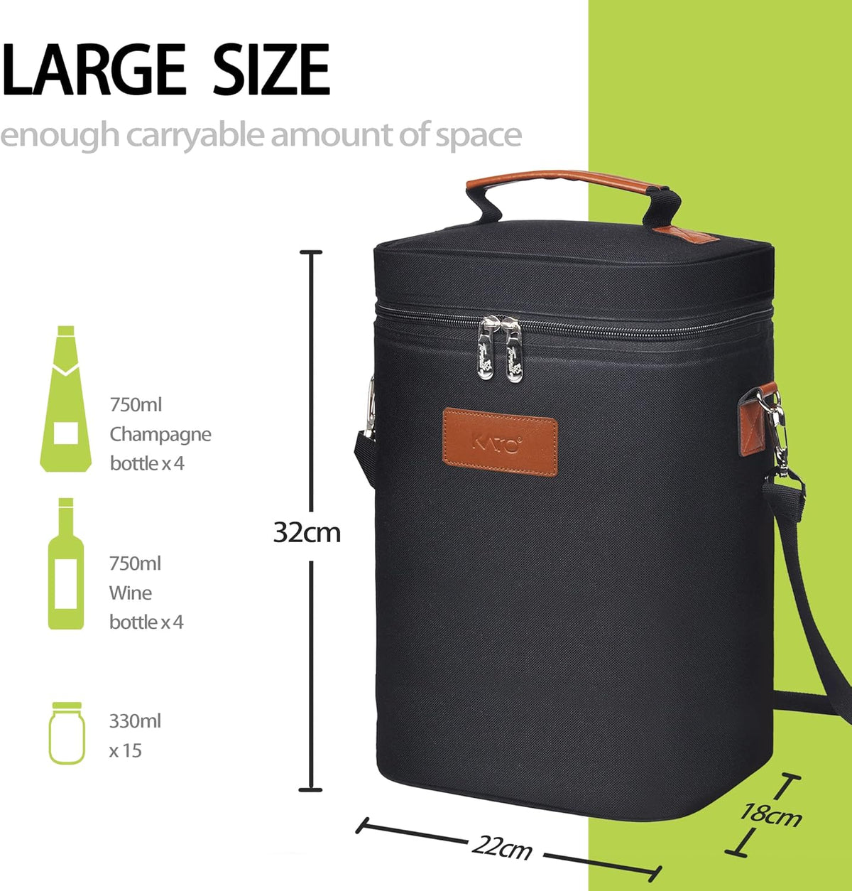 Tirrinia 4 Bottle Wine Gift Tote Carrier - Leakproof & Insulated Padded Versatile Wine Cooler Bag for Travel, BYOB Restaurant, Wine Tasting, Party, Dinner,Gift for Wine Lovers, Black