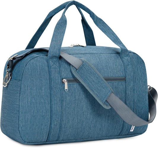 Narwey Carry on Bag 22x14x9 Airlines Approved, Carry on Duffle Bag for Airplane with Wet Pocket, Travel Duffel Bag Luggage Bag Weekender Overnight for Women Men (Navy Blue)