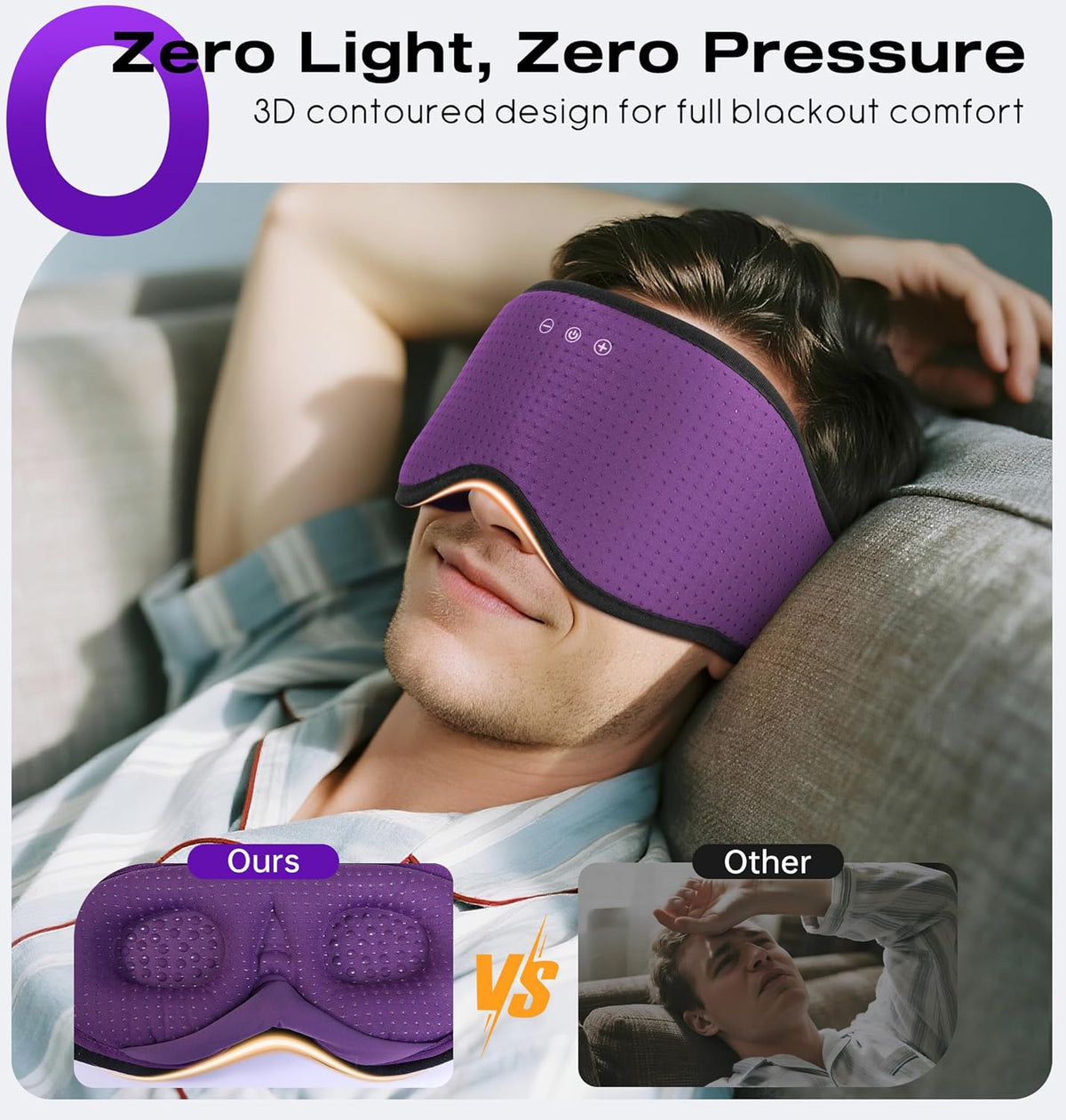 MUSICOZY Sleep Headphones with Bluetooth 5.4 Sleep Mask, Removable 3D Eye Cups for Zero Pressure Comfort, Wireless Bluetooth Eye Mask for Sleeping with Timer, Gifts for Men Women