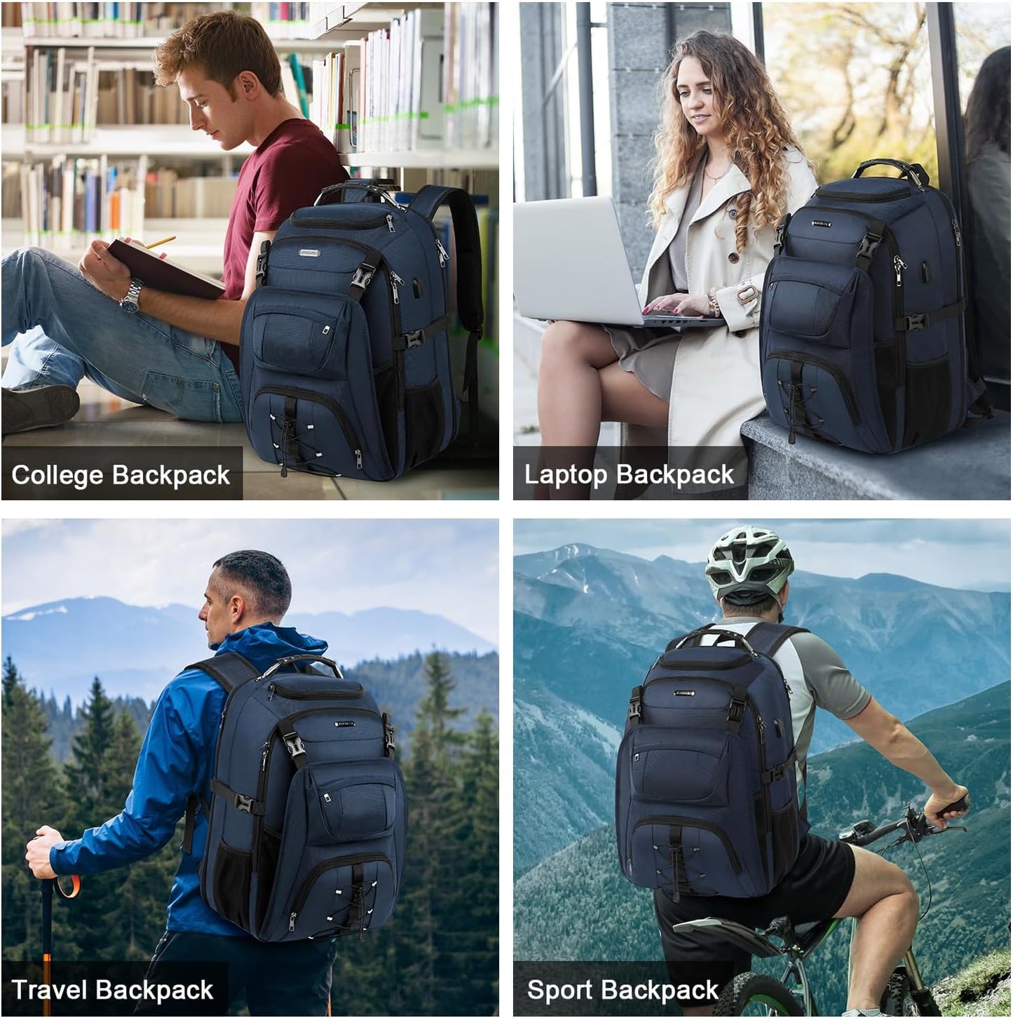 TSA Friendly Travel Laptop Backpack 18.4 inch XXXL Gaming Backpack Water-Repellent College Daypack Business Backpack with RFID Pockets & USB Port for Men