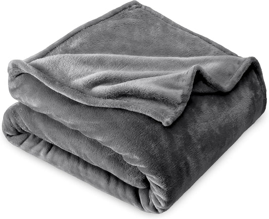 Bare Home Fleece Blanket - King Size - Ultra-Soft Lightweight for Bed, Sofa, and Couch - Luxury Microplush - Cozy Warm Blanket (King, Grey)