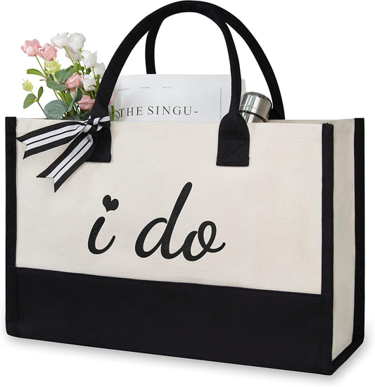 TOPDesign Canvas Tote Bag, Bridal Shower Gifts for Bride, Wedding Bachelorette Bride Gifts Shoulder Bag