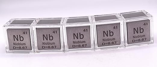 1" 25.4mm Niobium Metal Cube Nb up to 99.9% Pure Periodic Table Element Engraved Density Collection Science Education Display Block Cube + Acrylic Case Box - 1PC