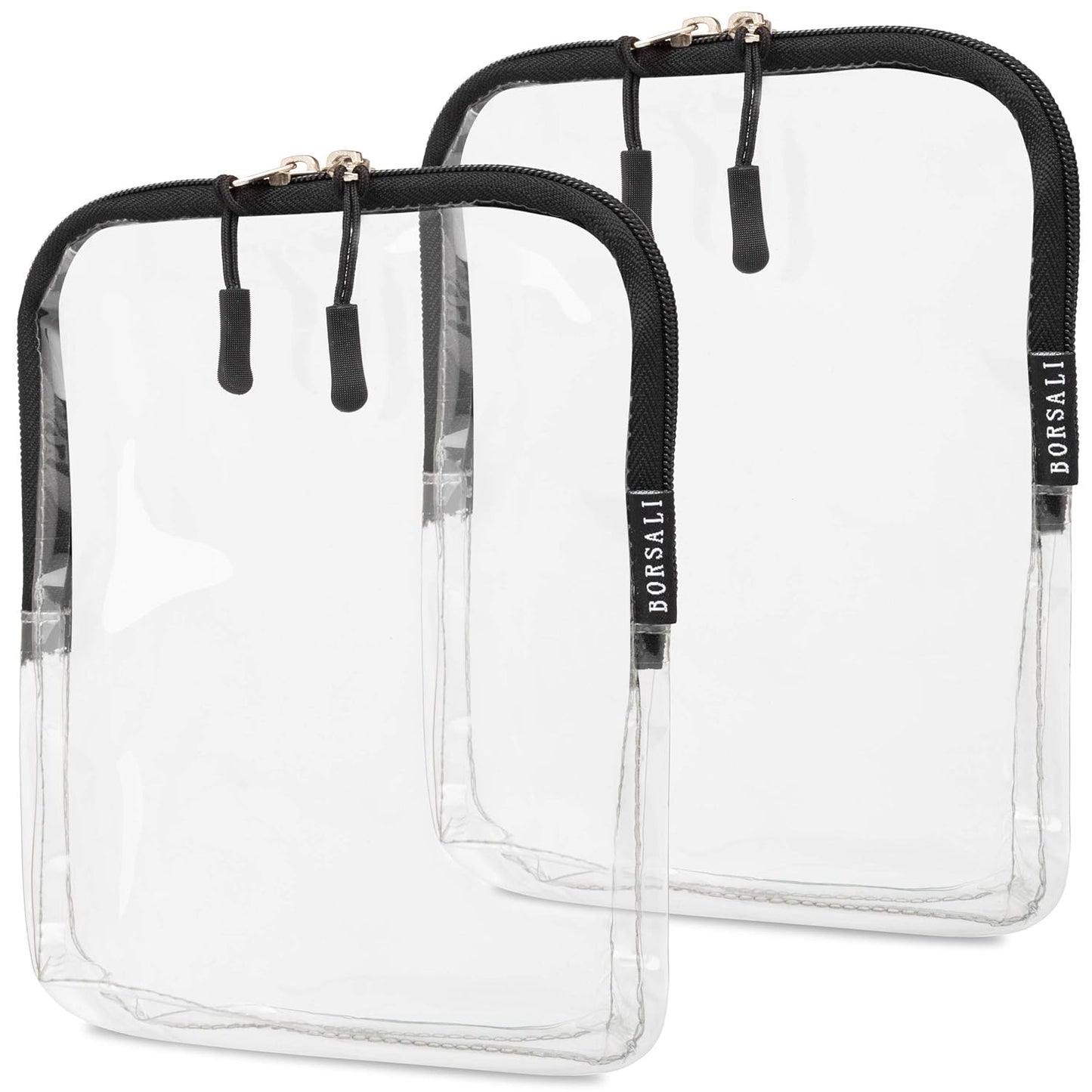 BORSALI TSA Quart Size Bag Approved for Carry On Travel - One (1) Quart Clear Toiletries, Cosmetic and 3-1-1 Liquids Toiletry Bag - 2 Pack