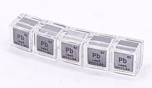 0.39" 10mm Lead Plumbum Metal Cube Pb up to 99.9% Pure Periodic Table Element Engraved Density Collection Science Education Display Block Cube + Acrylic Case Box - 1PC