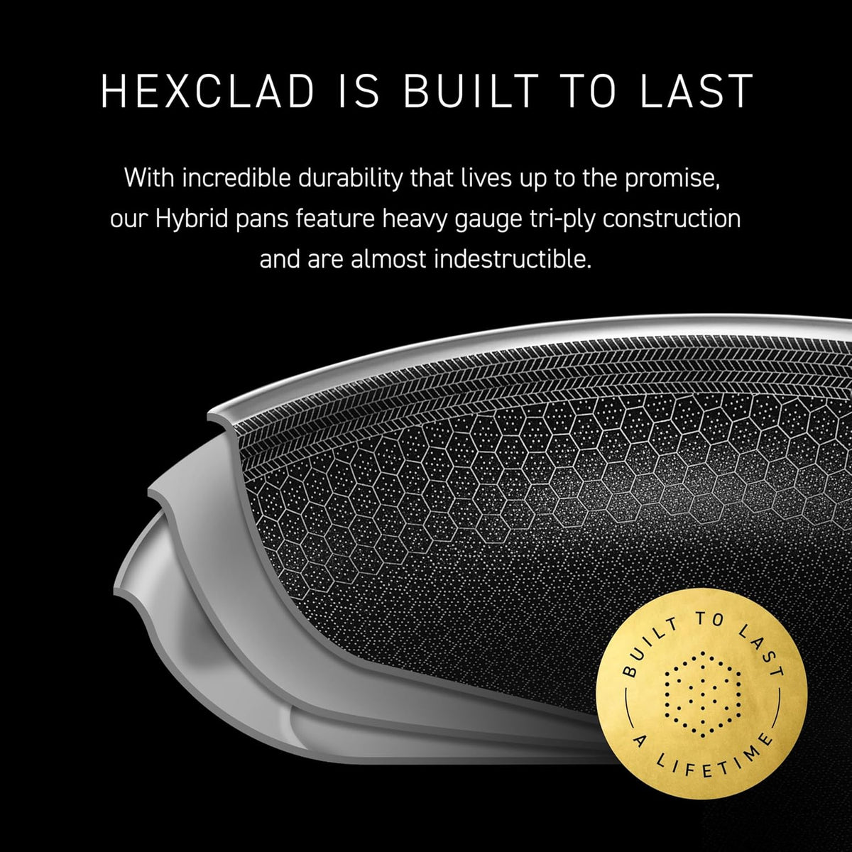 HexClad Hybrid Nonstick 10-Inch Frying Pan with Tempered Glass Lid, Stay-Cool Handle, Dishwasher-Friendly, Oven-Safe Up to 900°F, Induction Ready, Compatible with All Cooktops