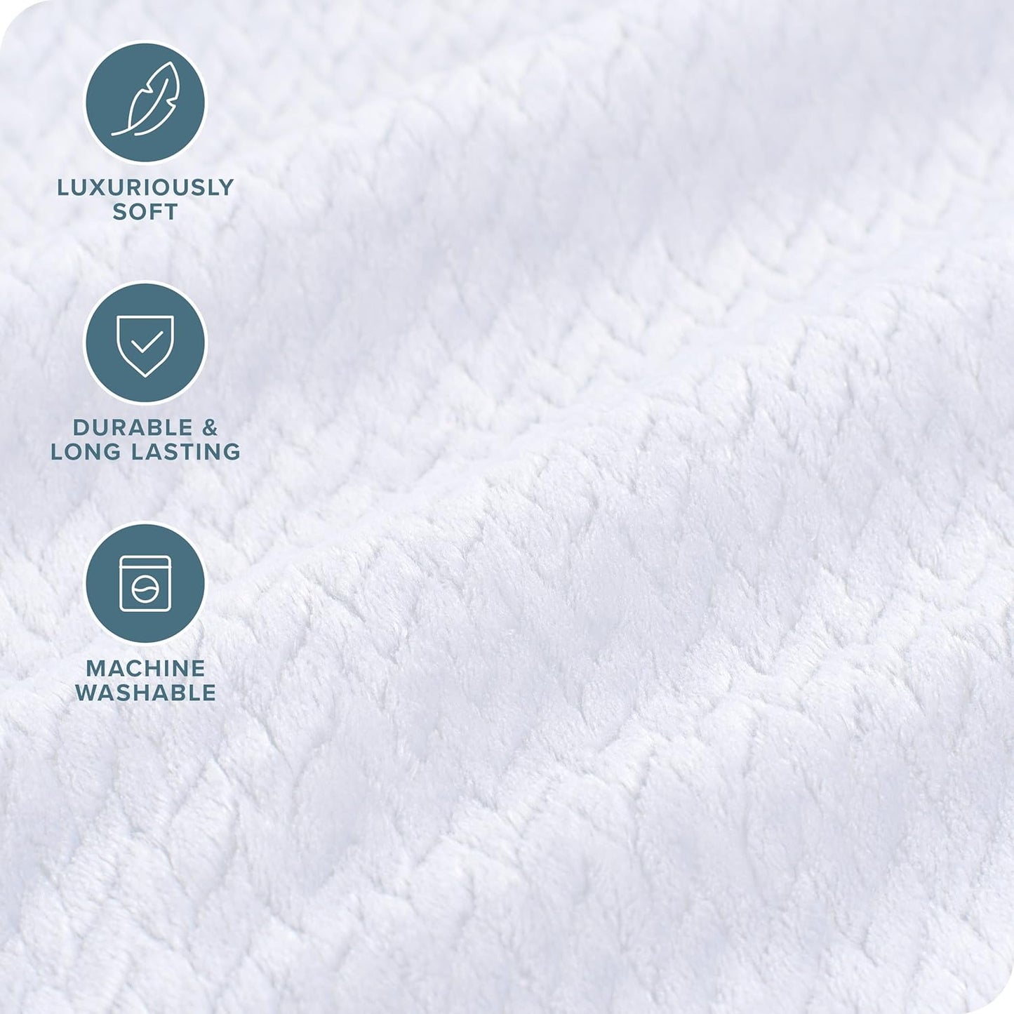 Bare Home Textured Fleece Blanket - Throw/Travel - Ultra-Soft Lightweight for Bed, Sofa, and Couch - Luxury Microplush - Cozy Warm Blanket (Throw/Travel, Chevron White)