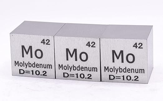 1" 25.4mm Molybdenum Metal Cube Mo up to 99.9% Pure Periodic Table Element Engraved Density Collection Science Education Display Block Cube + Acrylic Case Box - 1PC