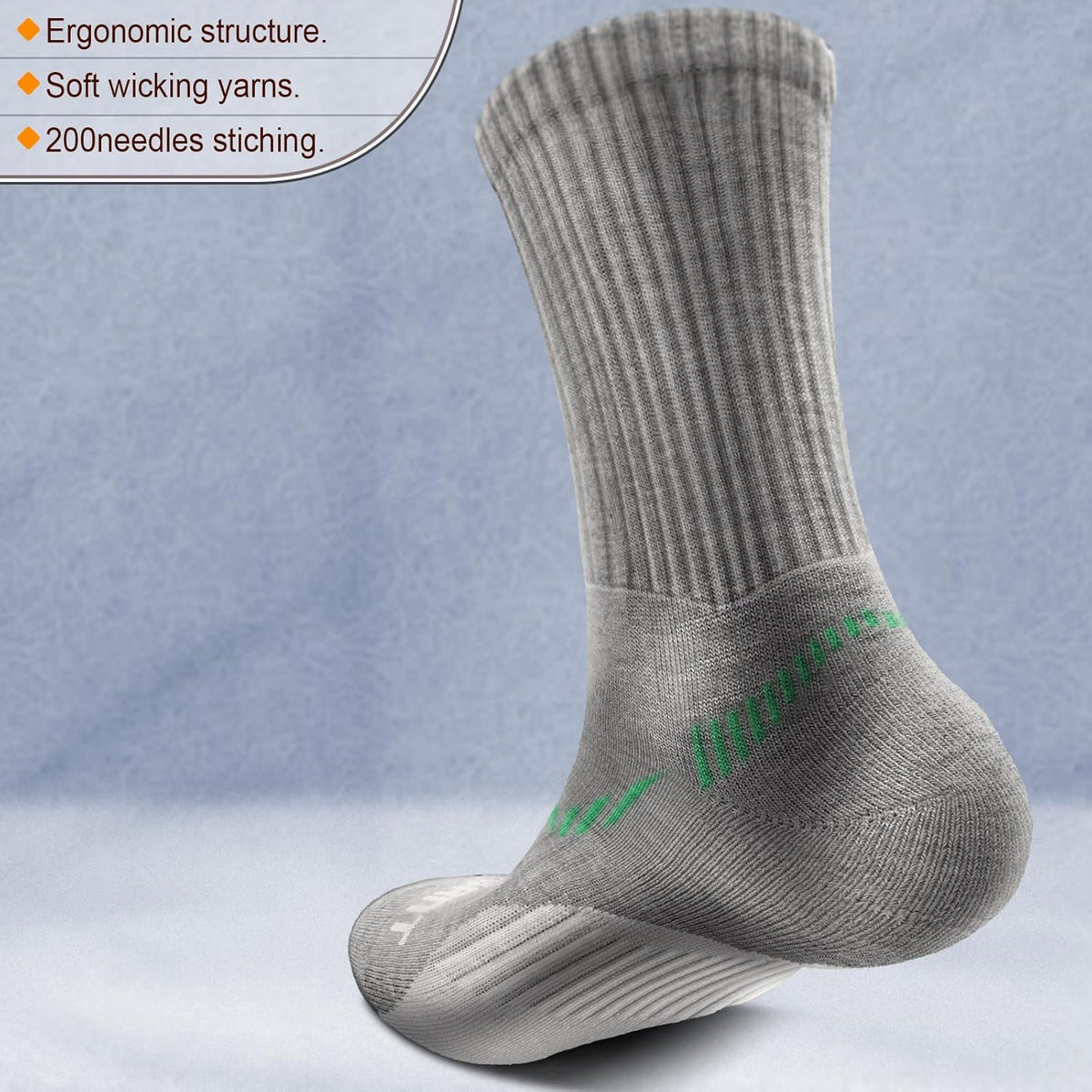 BULLIANT Compression Socks for Men 6Pairs, Athletic Crew Socks Cushioned For Men Sports Running-Arch Support