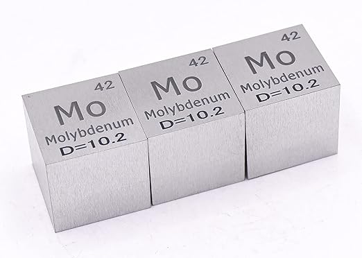 1" 25.4mm Molybdenum Metal Cube Mo up to 99.9% Pure Periodic Table Element Engraved Density Collection Science Education Display Block Cube + Acrylic Case Box - 1PC