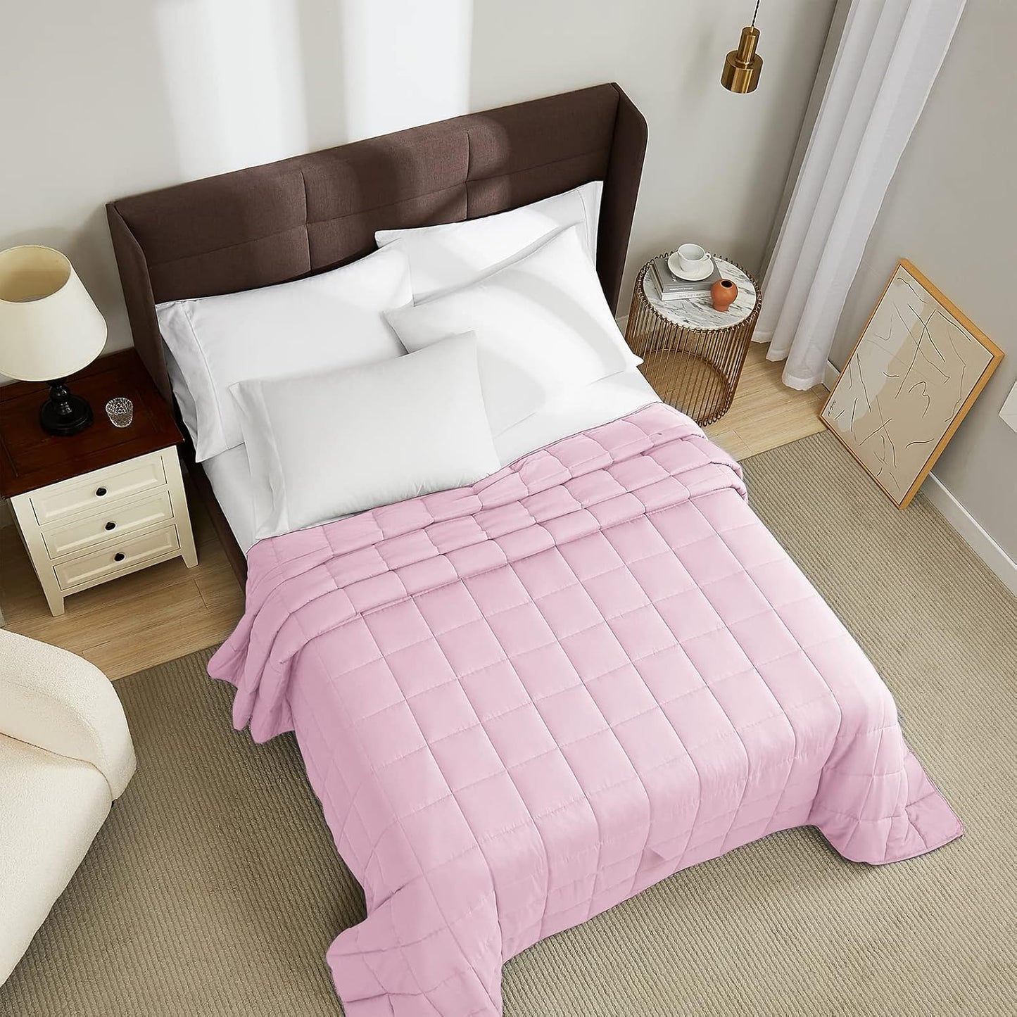 L'AGRATY Weighted Blanket - 80"x87" 20lbs Cooling Breathable Heavy Blanket Microfiber Material with Glass Beads Big Blanket for Adult All-Season Summer Fall Winter Soft Thick Comfort Blanket