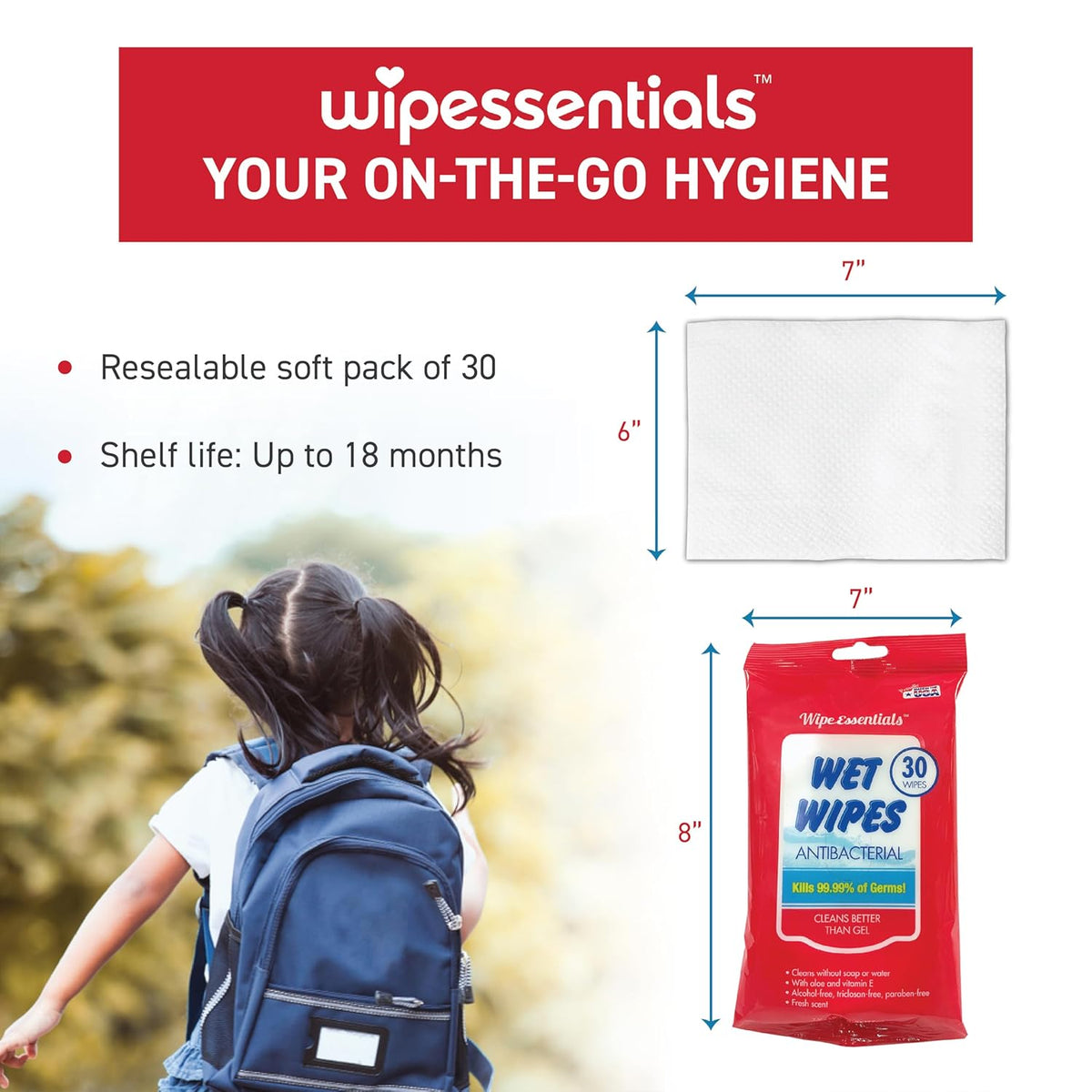 WipeEssentials Hand Sanitizer Wipes, Hand Wipes for Adults and Kids - 360 wipes - 12 Packs of 30ct Hand Sanitizing Wipes, Travel Essentials