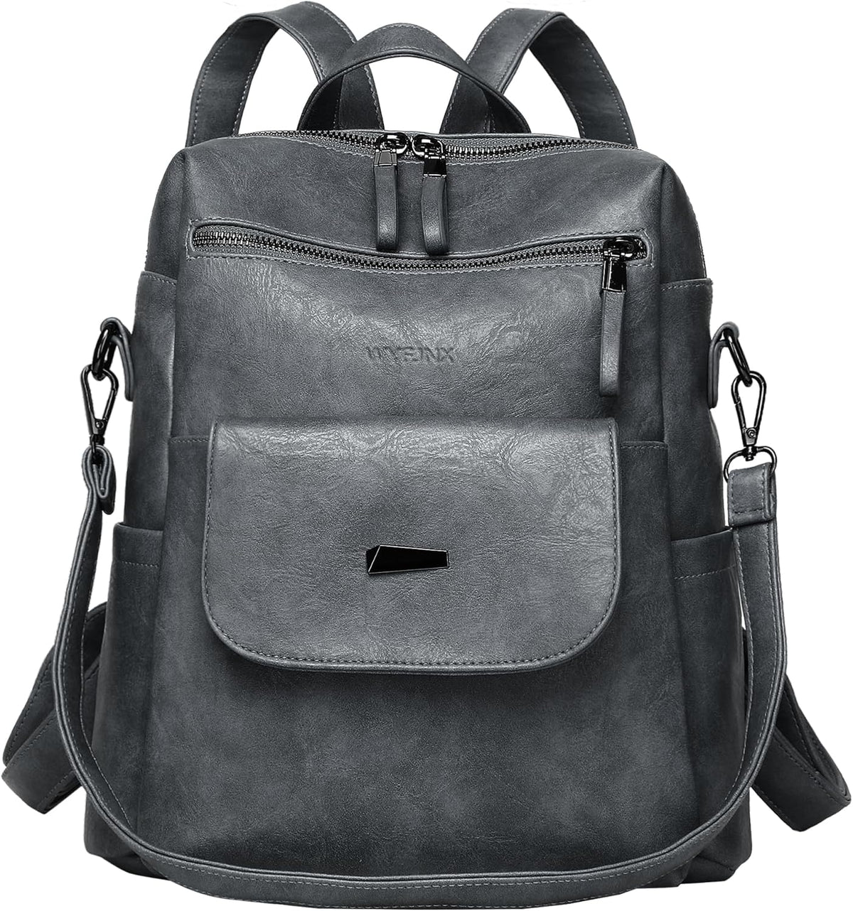 PU Leather Backpack Purse for Women Fashion Multipurpose Design Handbag Ladies Shoulder Bags Travel Backpack Blue Grey