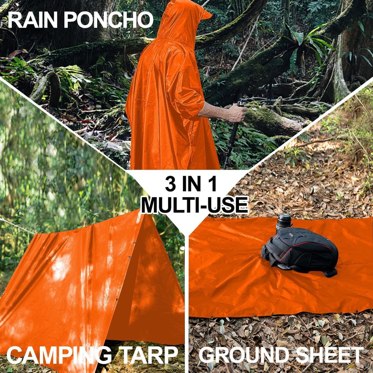 salamra Hooded Rain Poncho Waterproof Raincoat Jacket for Men/Women/Adults with Pocket