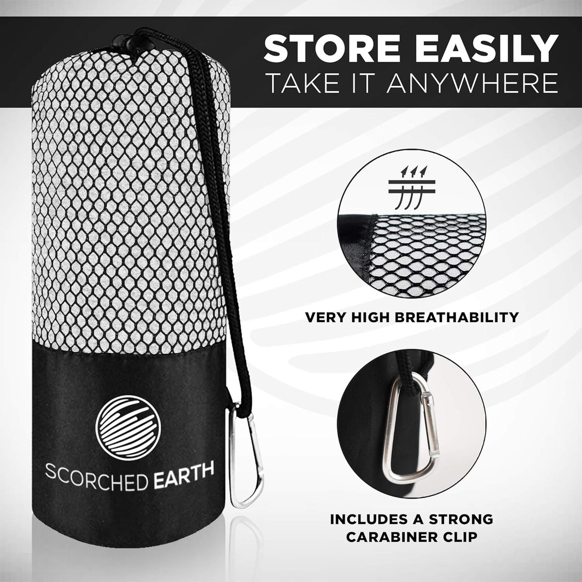 ScorchedEarth Microfiber Travel & Sports Towel Set (Slate Gray) - XL Set (39x70.5 & 12x24)