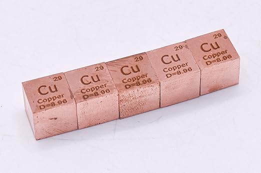 0.39" 10mm Copper Metal Cube Cu up to 99.9% Pure Periodic Table Element Engraved Density Collection Science Education Display Block Cube + Acrylic Case Box - 1PC