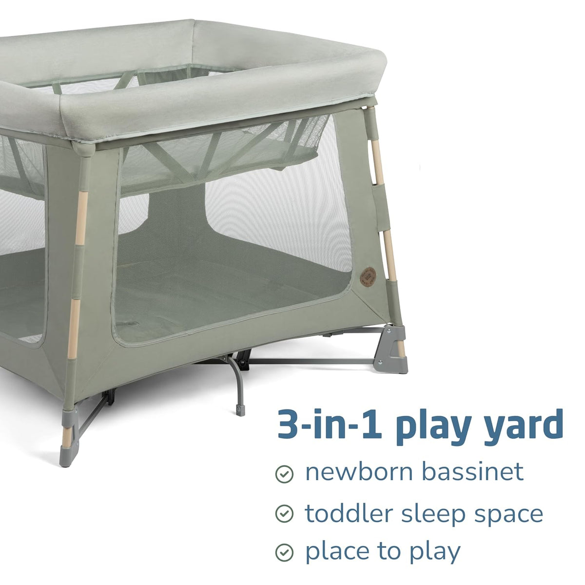 Maxi-Cosi Swift Baby Playard with Mat, Baby Playpen, Play Yard with Bassinet - Portable Playpen for Babies and Toddlers, Classic Green