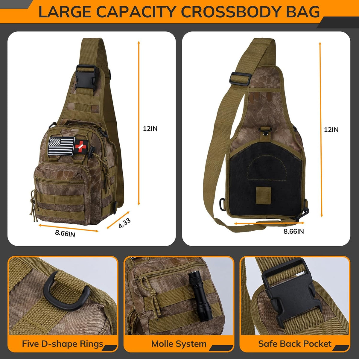 Survival Kit, 250pcs Survival Tools Tactical Gear and Trauma Bag, Survival First Aid Kit with Molle Crossbody Bag & Emergency Tent for Earthquake, Bug Out, Outdoor Adventure, Gifts for Christmas Men