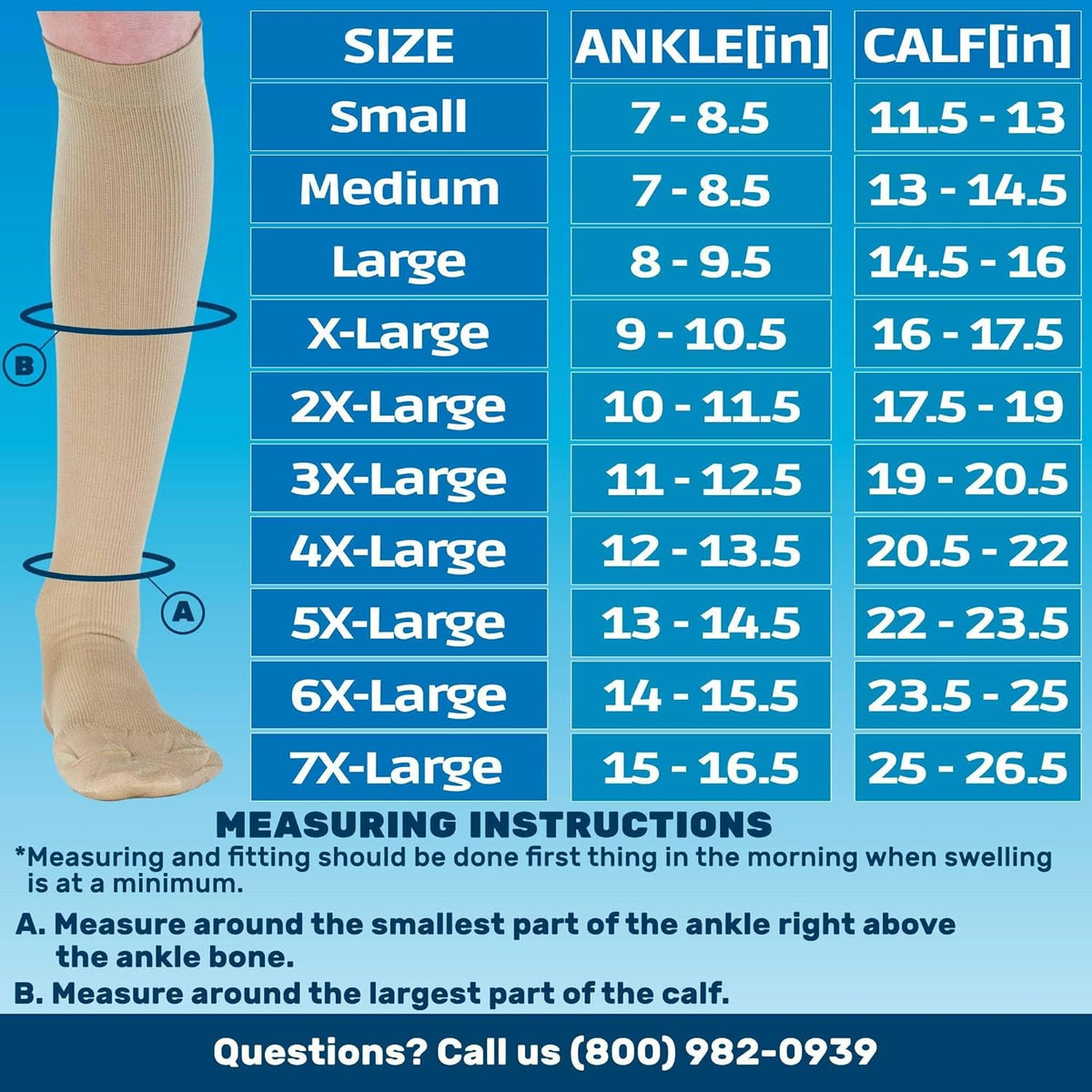 ABSOLUTE SUPPORT Cotton Compression Socks for Women & Men 20-30 mmhg Knee High