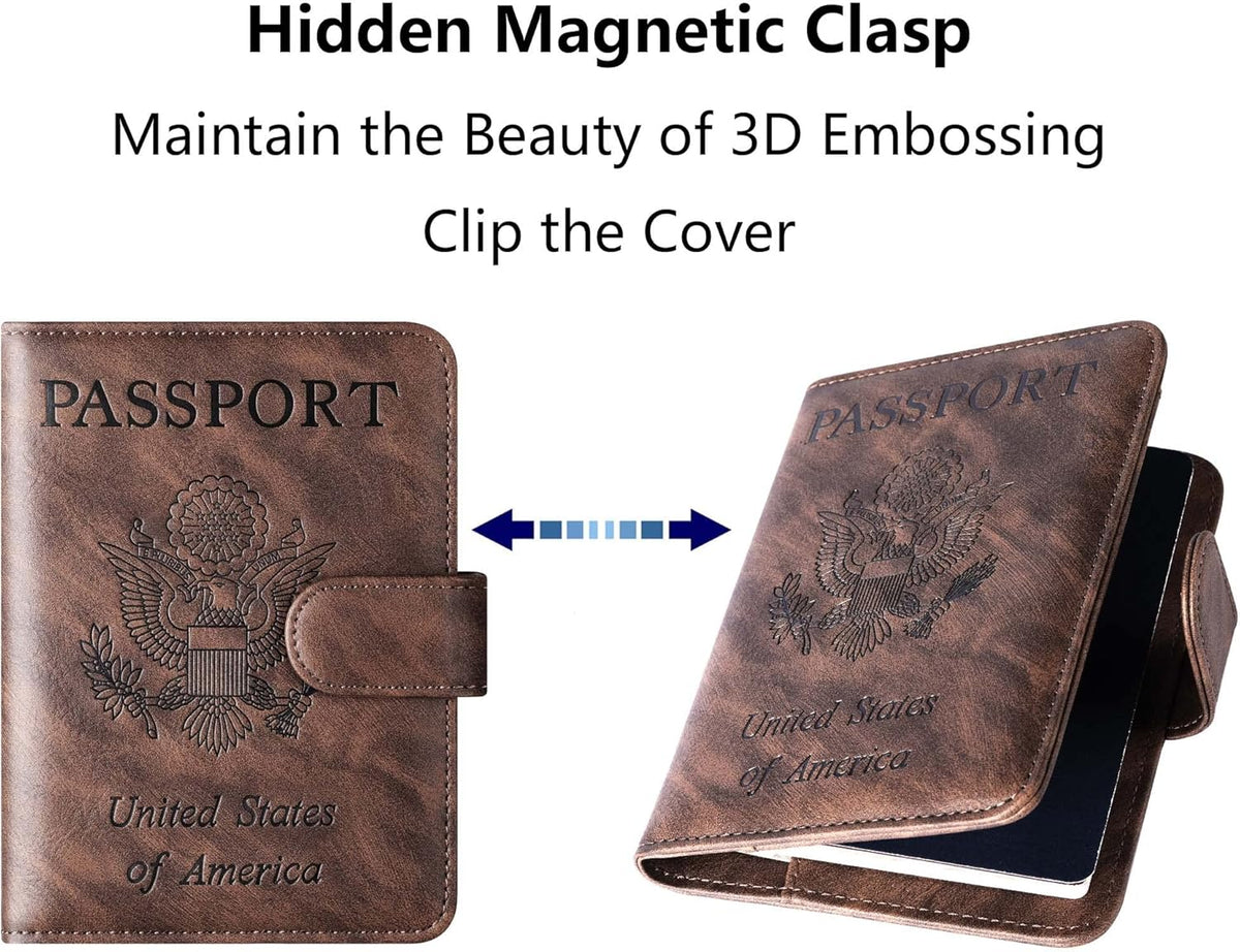 Airtag Passport Holder Cover Wallet Travel Essentials Leather Rfid Blocking Case Vacation Luggage Must Haves Travel Accessories for Men Women (117#Coffee)