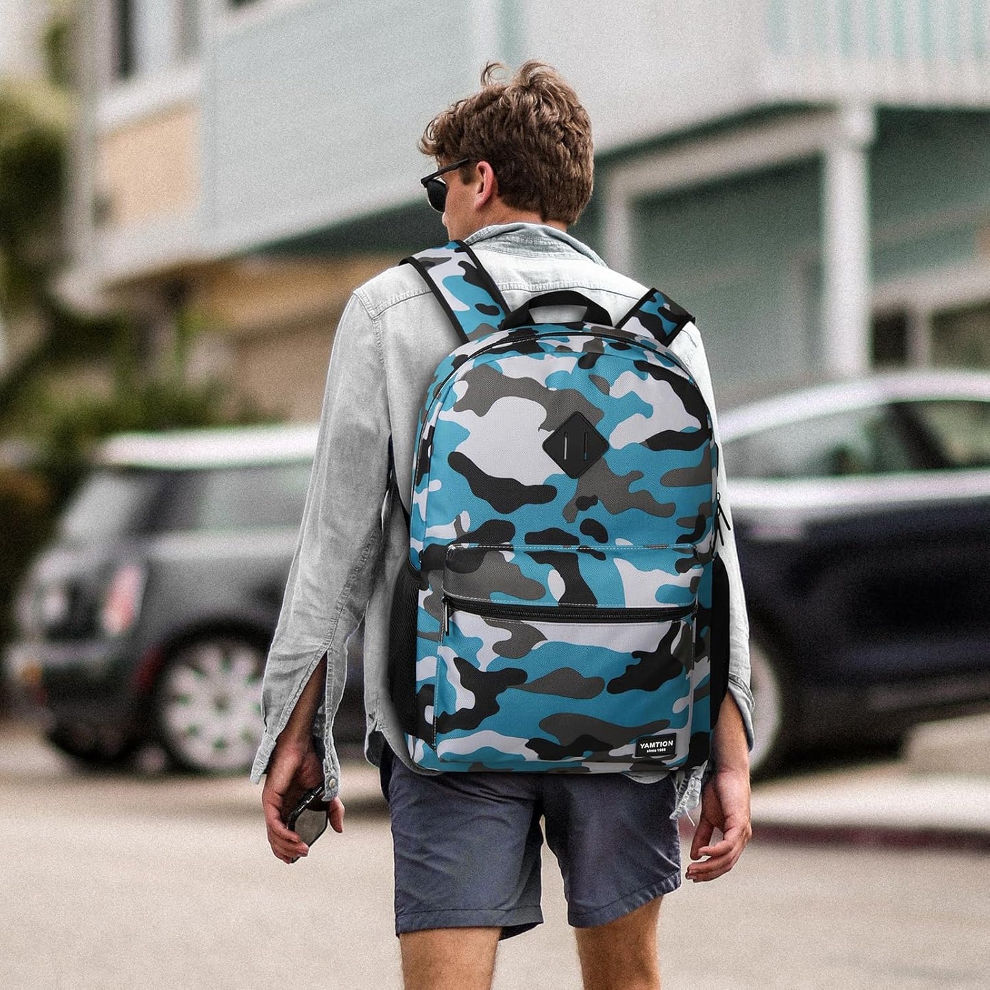 School Backpack,Bookbag Men and Teen Boy Schoolbag with USB Charging Port for High School College