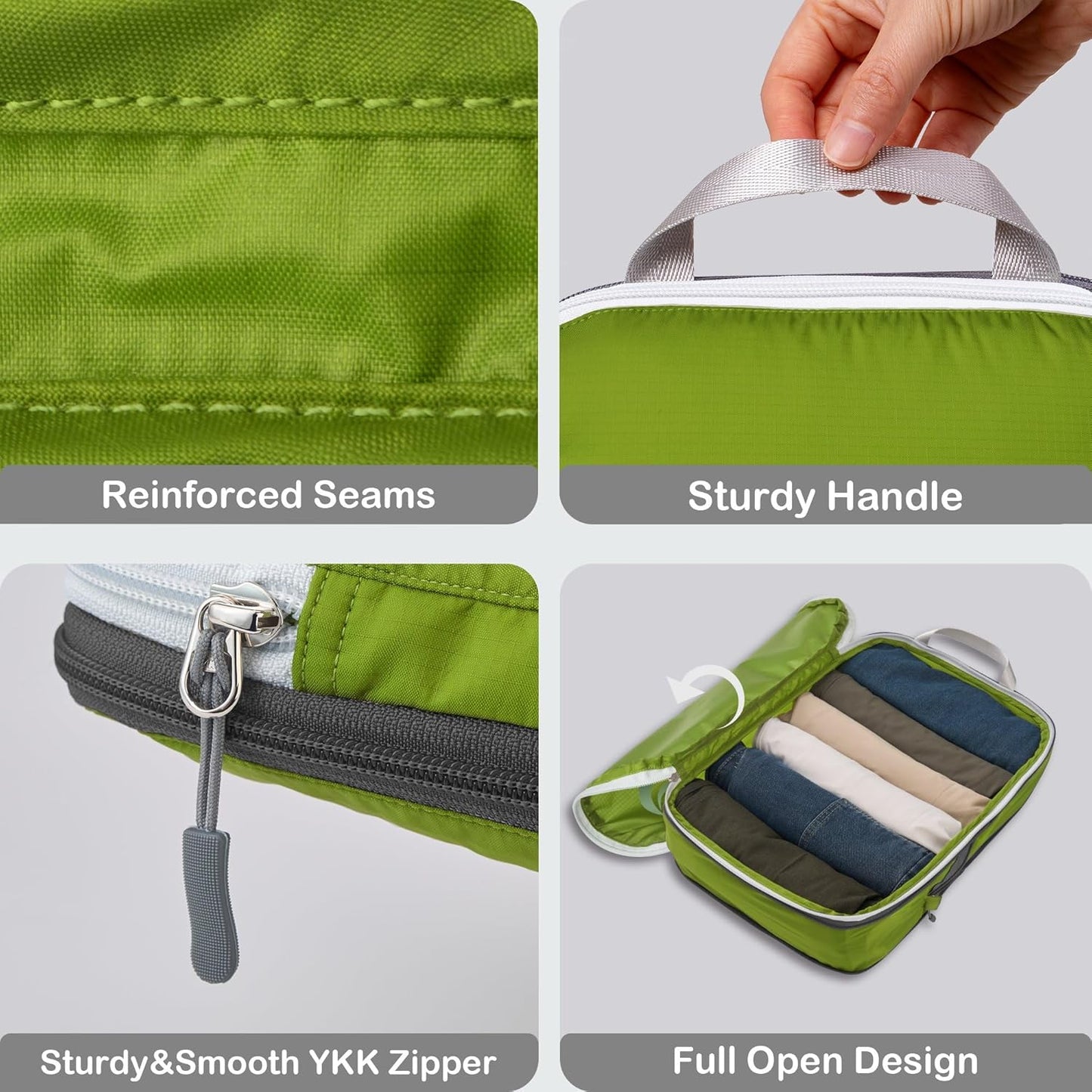 Cipway Compression Packing Cubes, Lightweight Travel Luggage Organizers with Shoe Bag, Toiletry Bag & Laundry Bag, Travel Essentials for Carry on Suitcase (8 Piece,Green)