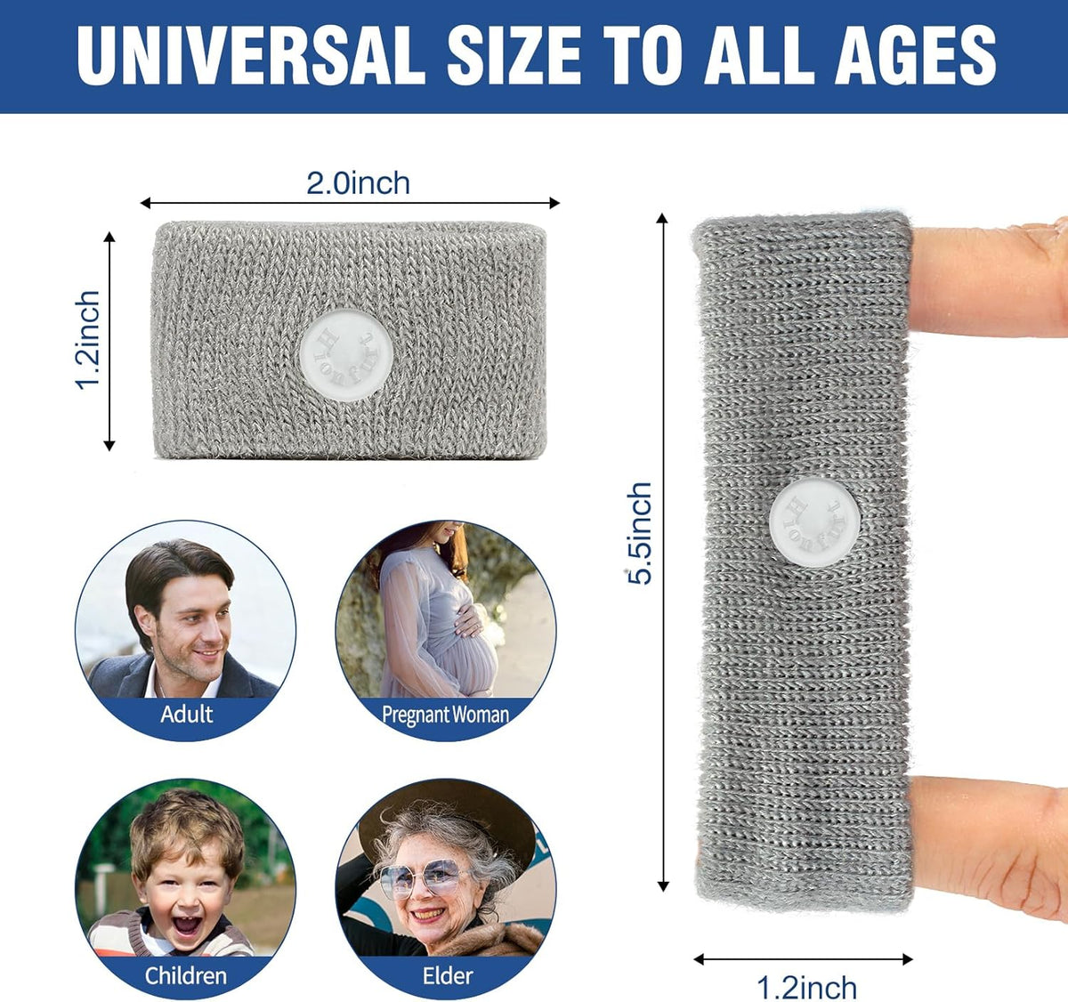 Motion Sickness Bands Anti Nausea Wristband for Adult and Kids Morning Sickness Relief for Pregnancy Acupressure Nausea Relief for Car, Sea, Air Sickness-5 Pairs Grey, Grey, Black, Blue, Pink