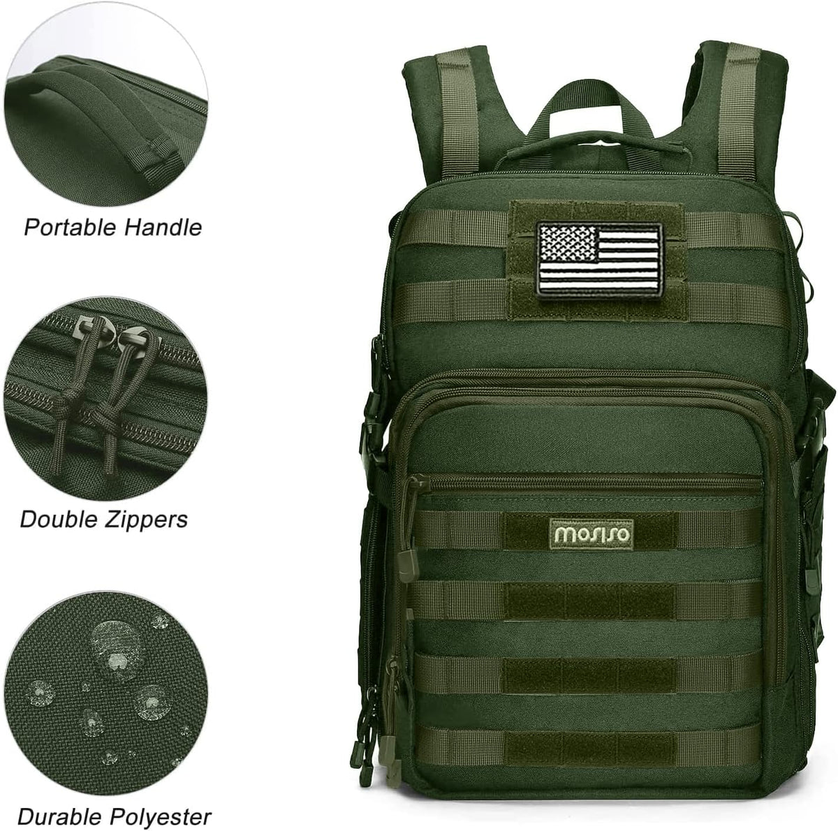 MOSISO Camera Backpack, DSLR/SLR/Mirrorless Tactical Camera Bag Case with Laptop Compartment Compatible with Canon/Nikon/Sony, Army Green