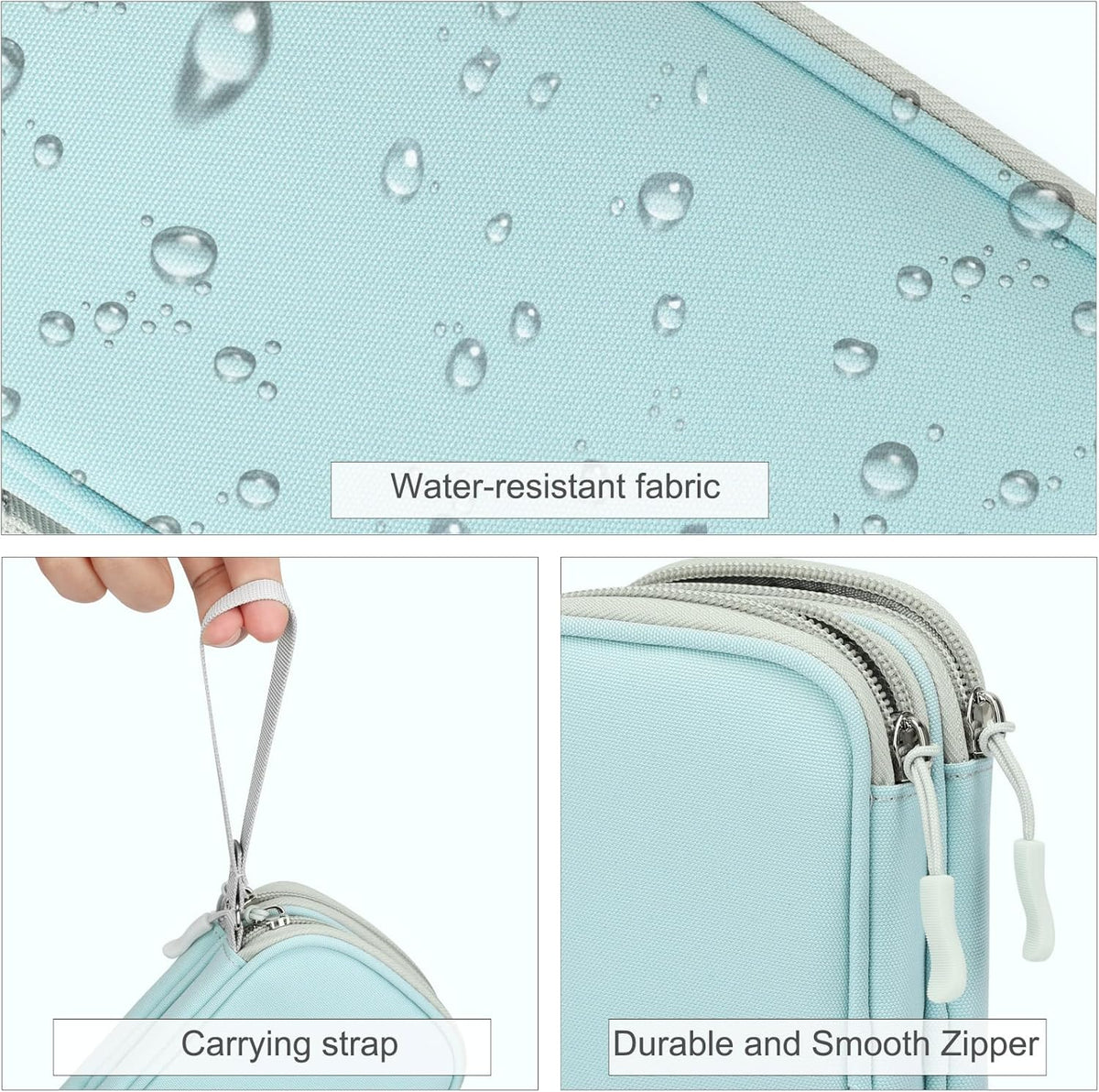 FYY Electronic Organizer, Travel Cable Organizer Bag Pouch Electronic Accessories Carry Case Portable Waterproof Double Layers All-in-One Storage Bag for Cable, Charger, Phone, Earphone, Mint Green
