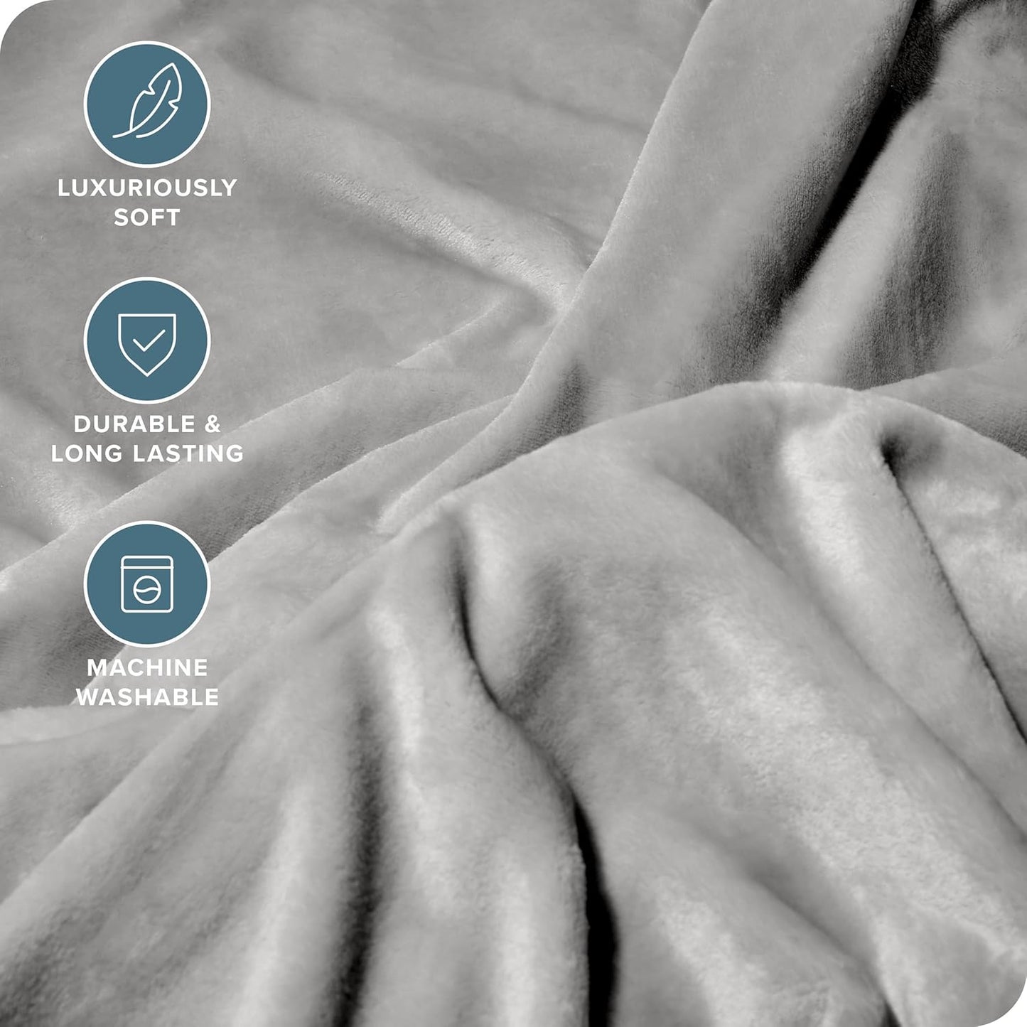 Bare Home Fleece Blanket - Giant Size - Ultra-Soft Lightweight for Bed, Sofa, and Couch - Luxury Microplush - Cozy Warm Blanket (Giant, Light Grey)