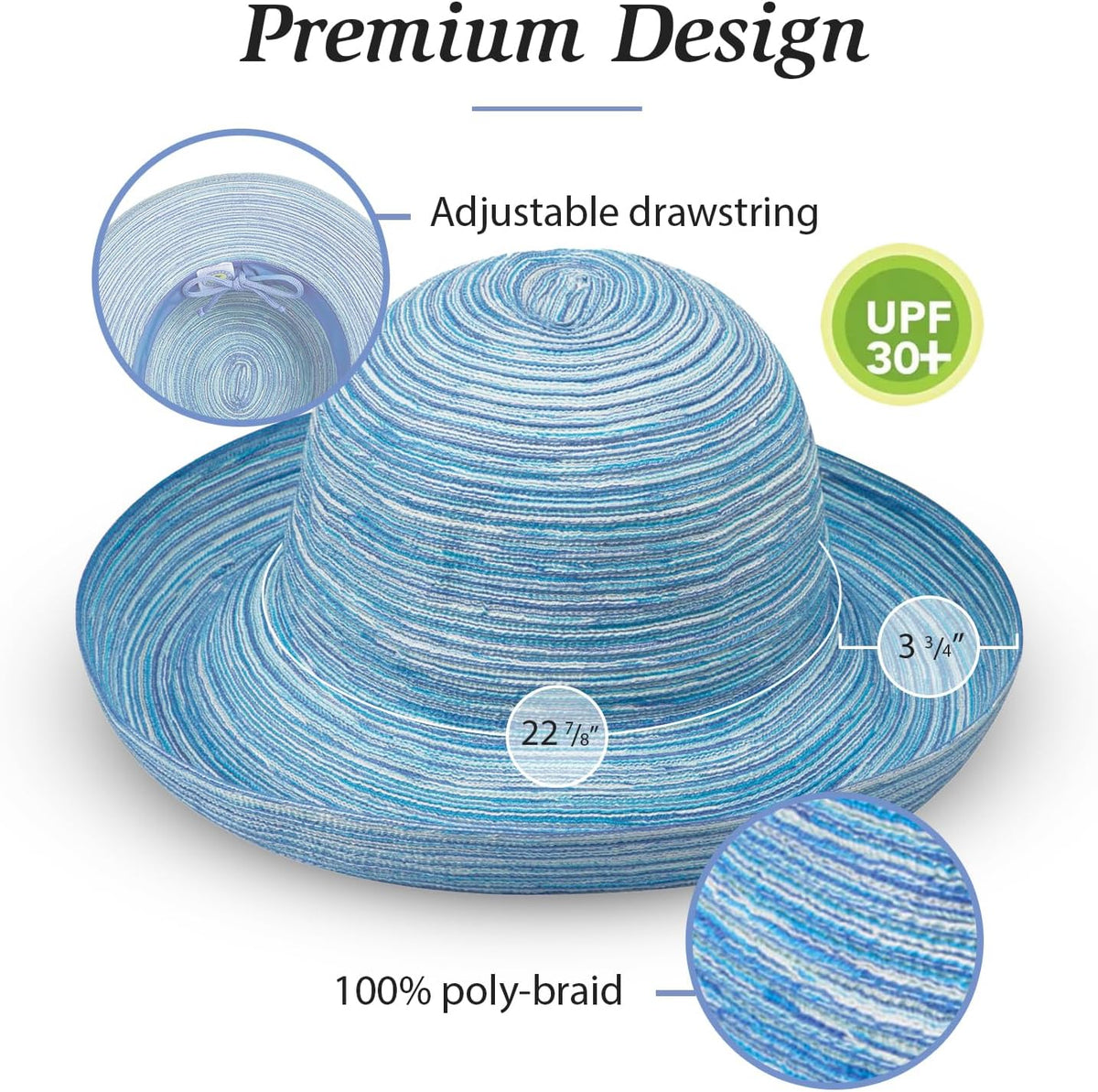 Wallaroo Hat Company Women’s Sydney Sun Hat - UPF 30+ Sun Protection, Packable, Adjustable, Medium - Beach, Travel, Wide Brim