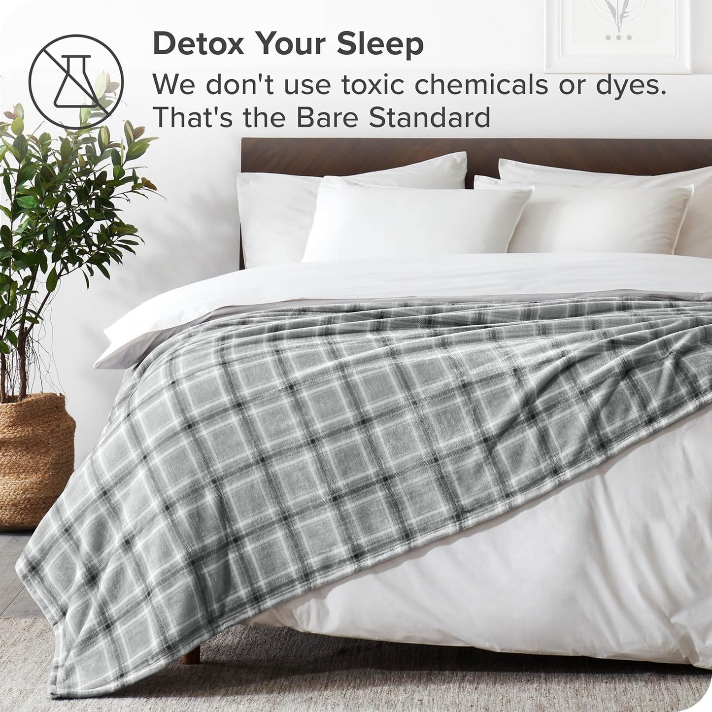 Bare Home Fleece Blanket - King Size - Ultra-Soft Lightweight for Bed, Sofa, and Couch - Luxury Microplush - Cozy Warm Blanket (King, Tartan Plaid)
