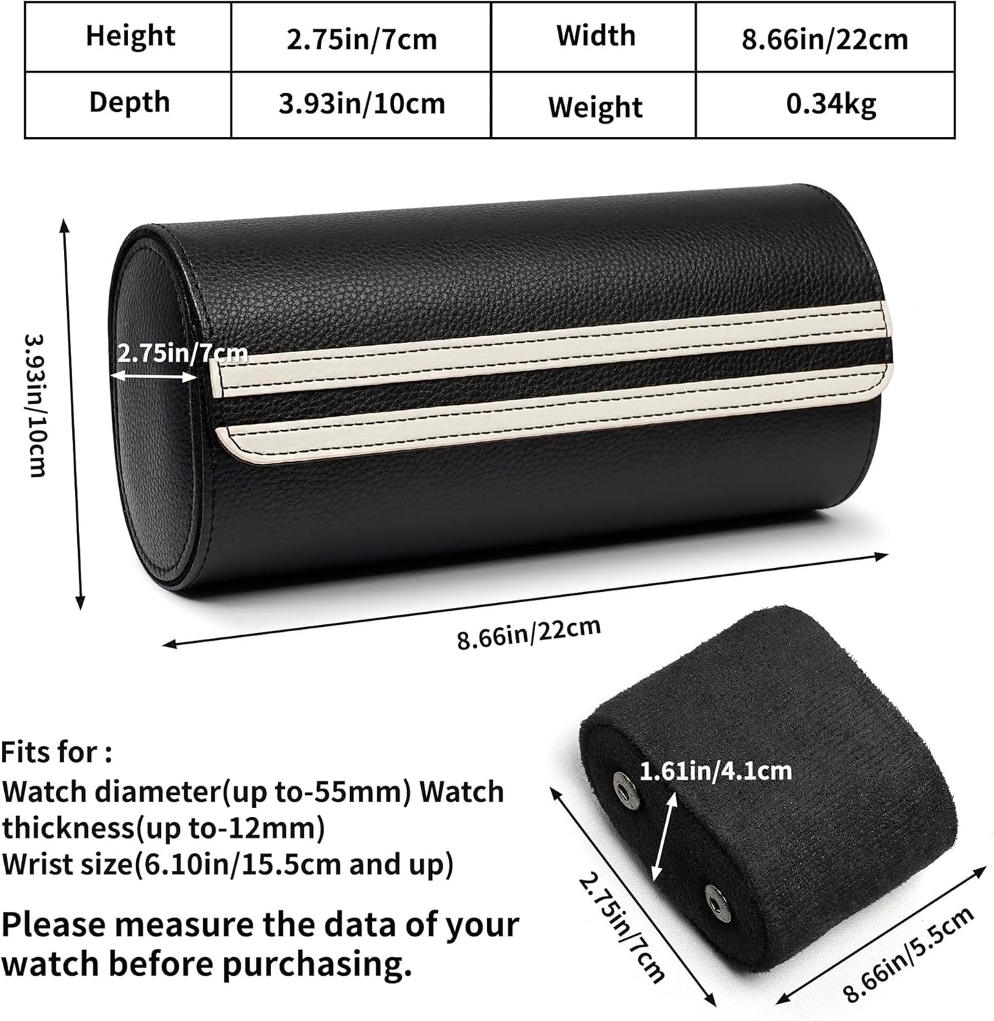 MOZSLY Watch Roll Travel Case 3 Slots Portable Box for Men and Women Watches Organizer Storage Holder PU Leather