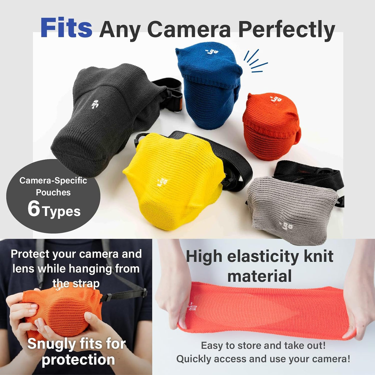 Camera Cover, Square W, Made in Japan, M size, Orange