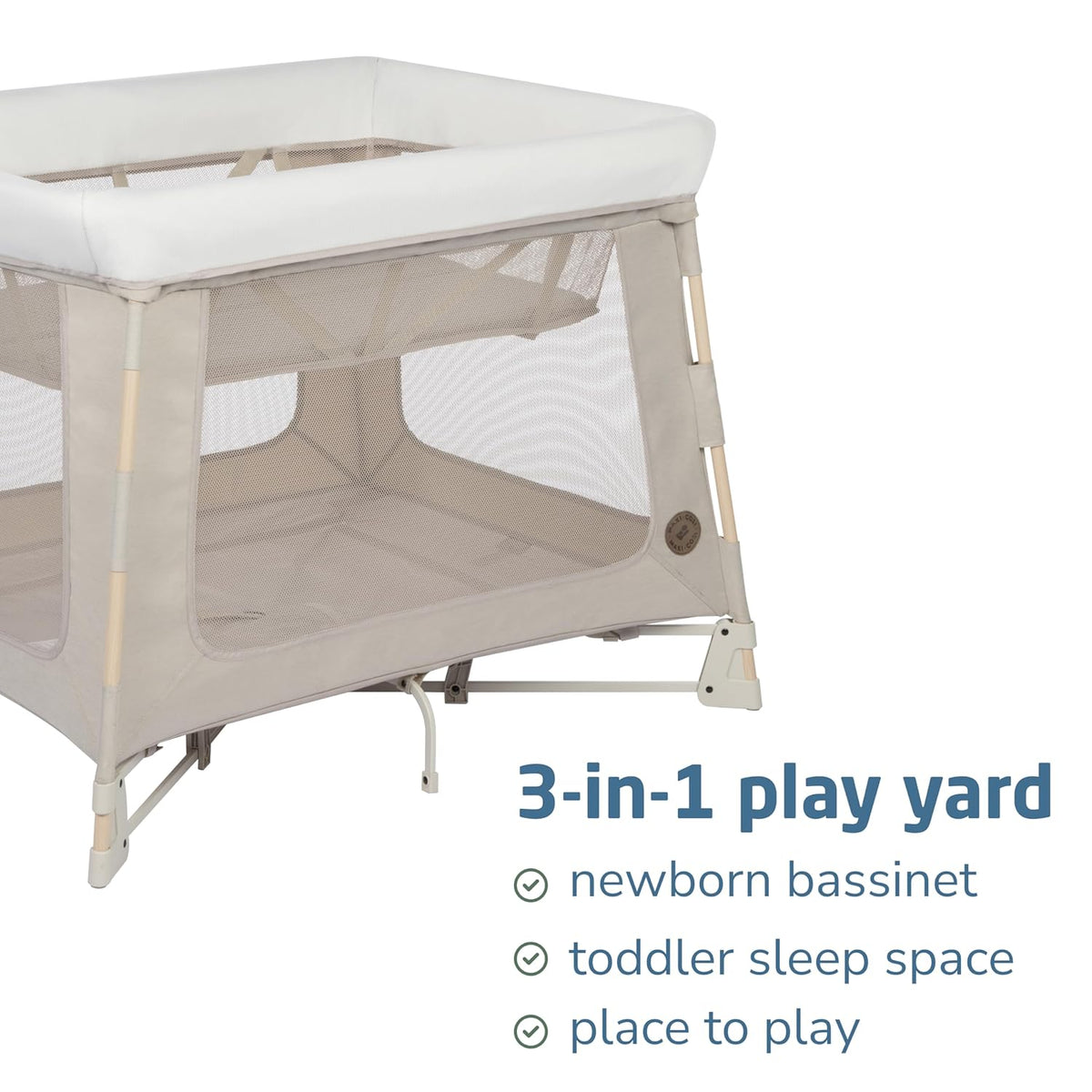 Maxi-Cosi Swift Baby Playard with Mat, Baby Playpen, Play Yard with Bassinet, Portable Playpen for Babies and Toddlers, Classic Oat