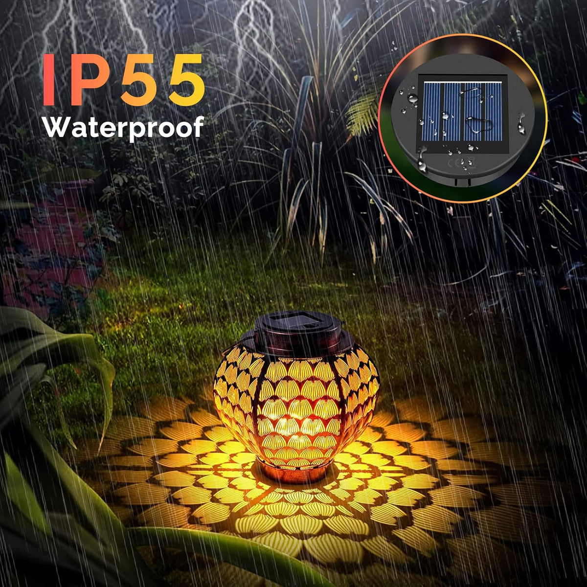 ELUTENG Solar Light Replacement 4 Pack (Top Size 3.15 inch, Bottom Size 2.76 inch) LED Solar Lantern Light Lids Outdoor Waterproof Replacement Solar Light Tops Warm White LED
