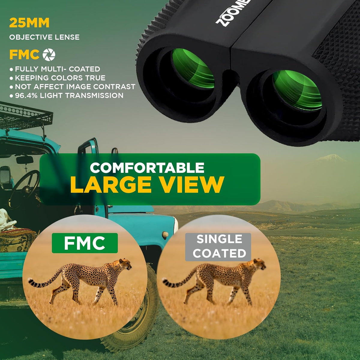 Compact Binoculars for Bird Watching 10x25, Binoculars for Kids and Adults, theather, Easy Focus, Outdoor Travel Sightseeing, Hiking, Small for Adults, Games, Sports, Travel, car Race.