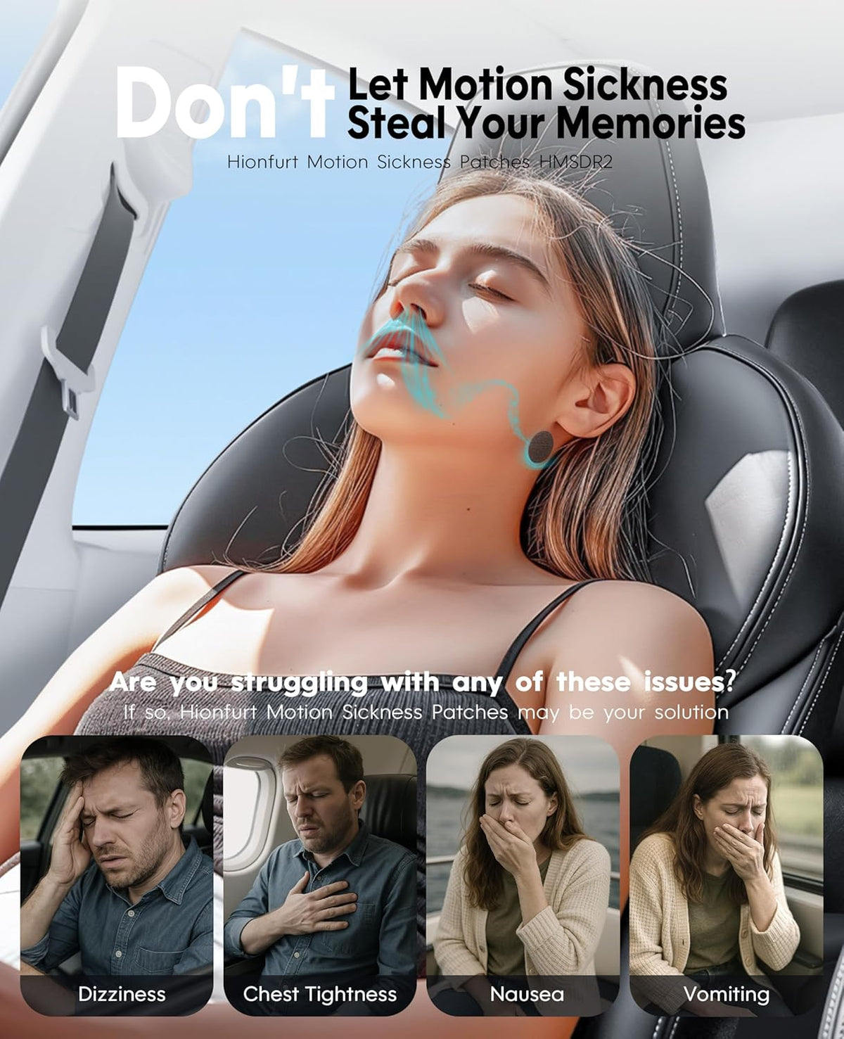 HMSDR2 16ct Motion Sickness Patches with Plant Essence – Lavender – Sea Sickness Patches for Cruise, Car, Airplane – Non-Drowsy, 72H Lasting