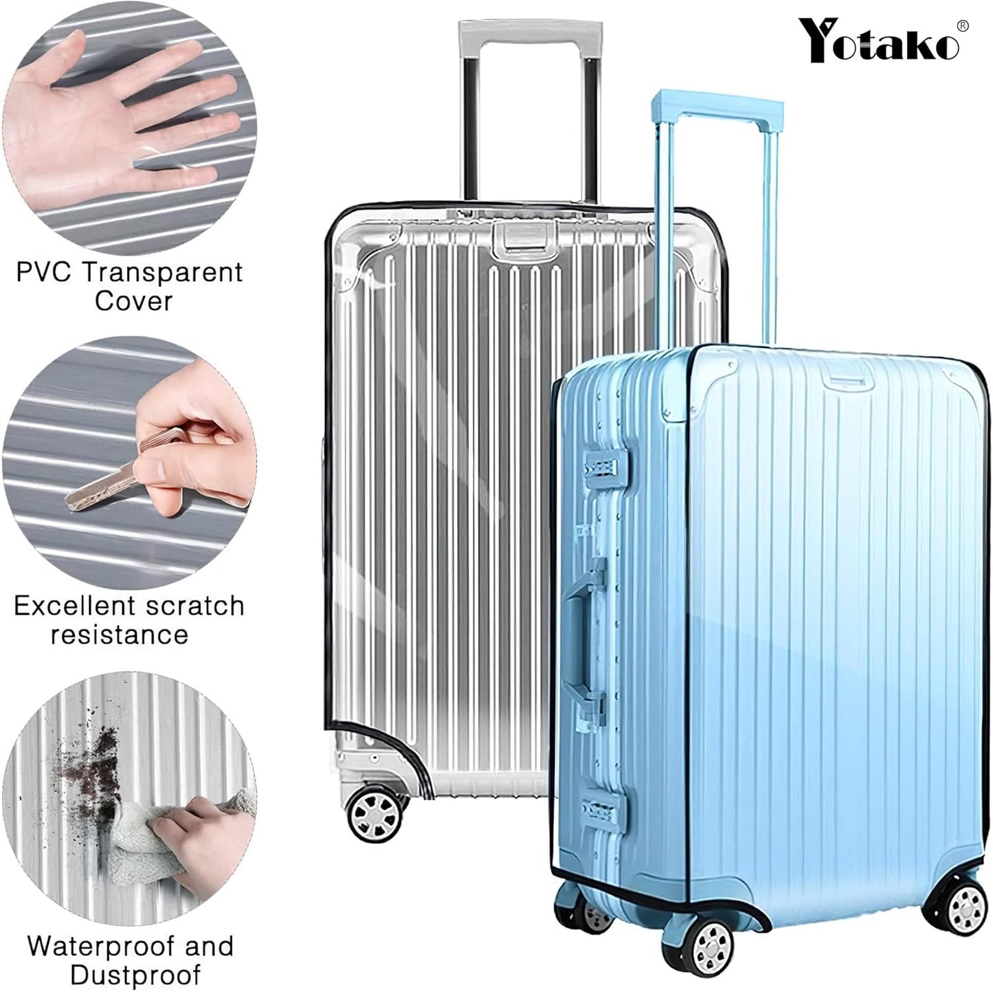 Yotako Clear PVC Suitcase Cover Protectors 32 Inch Luggage Cover for Wheeled Suitcase (32'')