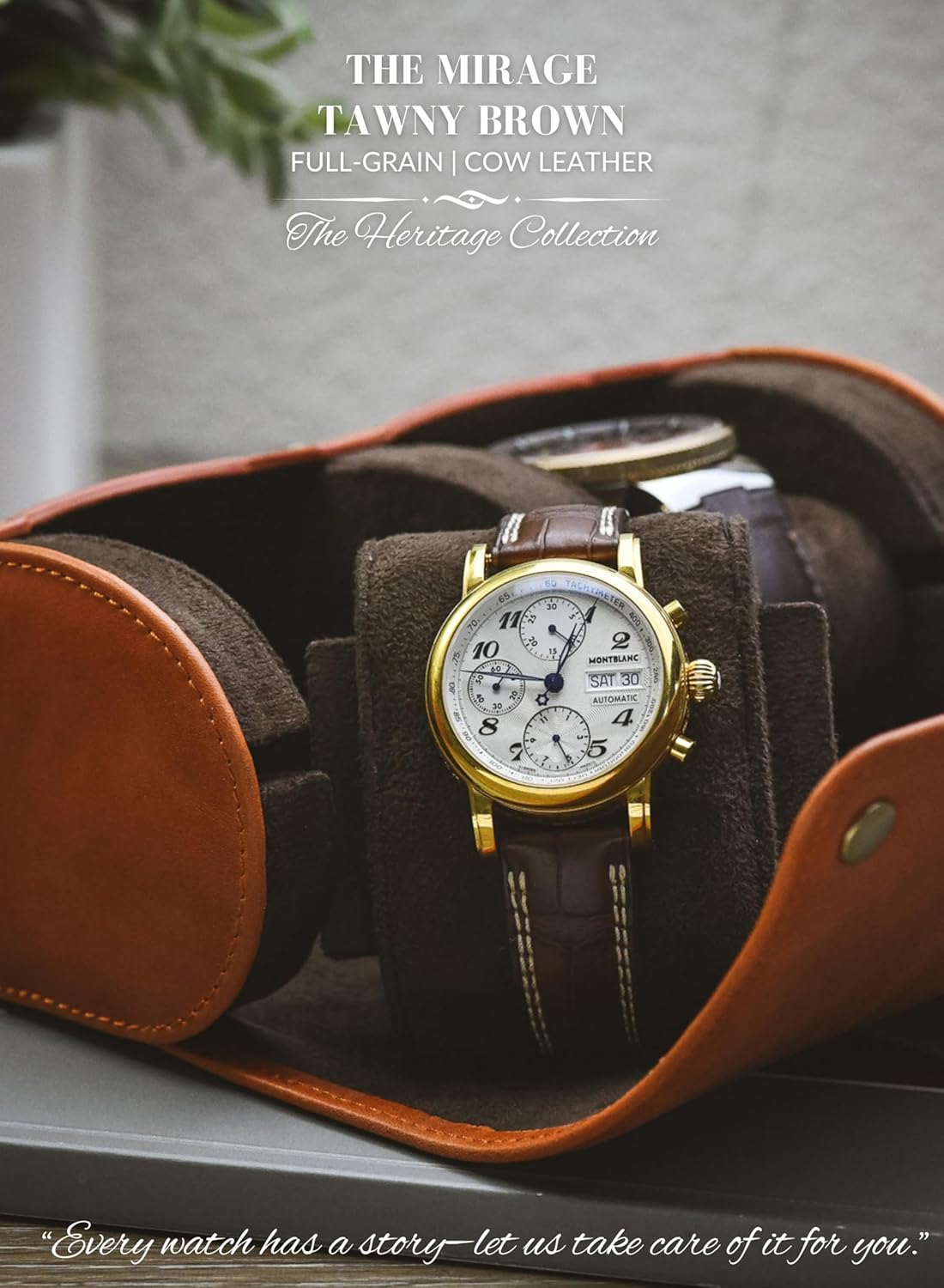 Watch Travel Case for Men 2 slot – Watch Roll – Brown Full Grain Cow Leather
