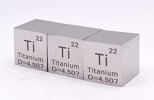 1" 25.4mm Titanium Metal Cube Ti up to 99.9% Pure Periodic Table Element Engraved Density Collection Science Education Display Block Cube + Acrylic Case Box - 1PC
