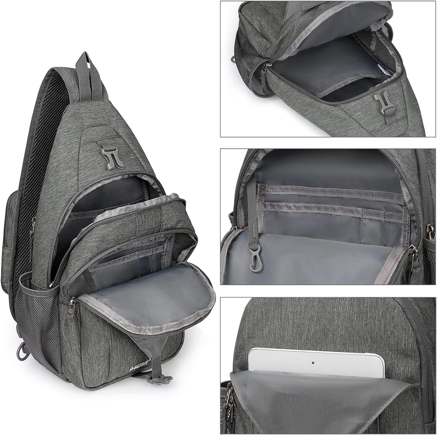 G4Free Sling Bag RFID Blocking Sling Backpack Crossbody Chest Bag Daypack for Hiking Travel(DimGray)