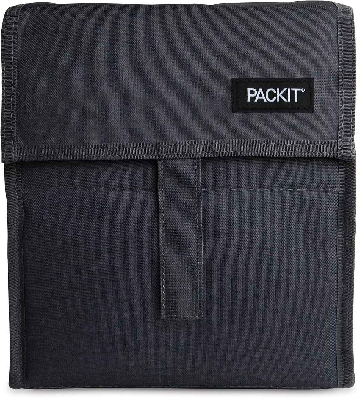 Packit® Freezable Lunch Bag, City Charcoal, Built with ECOFREEZE® Technology, Foldable, Reusable, Zip and Velcro Closure with Buckle Handle, Designed for Work Lunches and Fresh Lunch On the Go
